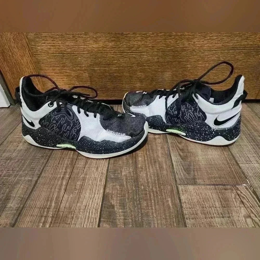Nike Paul George PG 5 Mens Size 9 Black White Athletic Shoes Sneakers CW3143-003